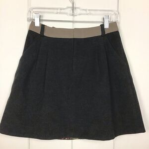 Rachel Roy Gray Tan Felt Mini Skirt, Pockets - 2‎